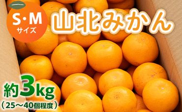 山北みかん (S,Mサイズ) 3kg 秀品 約25～40個入り 甘い - 果物 フルーツ 柑橘類 温州みかん ミカン 蜜柑 甘い おいしい 美味しい 山北みらい 高知県 香南市 yk-0030