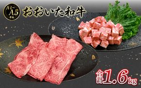 【A01123】厳選A4～A5等級 おおいた和牛 肩ロースすき焼きしゃぶしゃぶ用・サイコロステーキセット　合計1.6kg 	