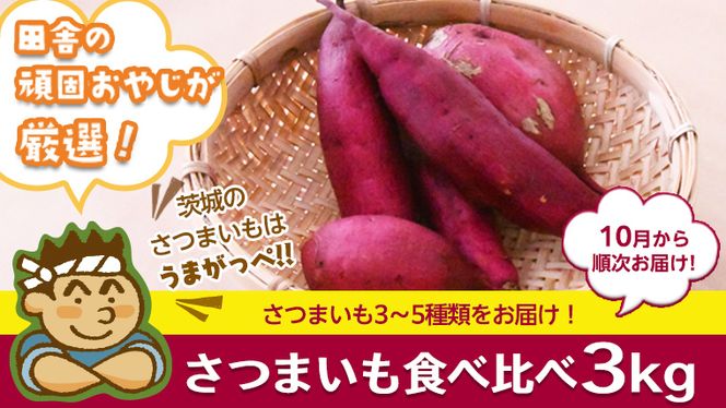 さつまいもの食べ比べセット3kg【令和6年10月より発送開始】（県内共通返礼品：行方市産）田舎の頑固おやじが厳選！ [BI33-NT]