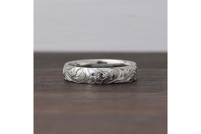 【N72-001】ハワイアンリング ハードプラチナ（波）