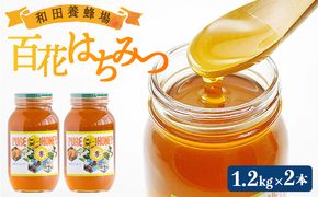 はちみつ 国産 蜂蜜 甘い 和田養蜂場 百花はちみつ(1.2kg)2本 -国産 蜂蜜 ハチミツ ハニー 朝食 トースト おやつ デザート スイーツ アレンジ ティータイム 高知県 香南市 wh-0006