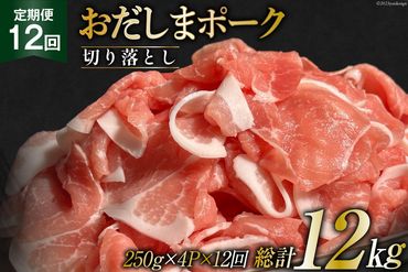 【12回 定期便】 宮城県産ブランド豚 おだしまポーク 切り落とし 250g×4P×12回 [関精肉畜産 宮城県 加美町 44581349] 