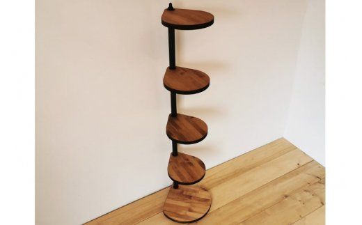 【角にも置ける】しずくのスタンドシェルフ 4段タイプ ブラウン（天然木/完成品） [新星金属製作所 大阪府 守口市 20940948] 