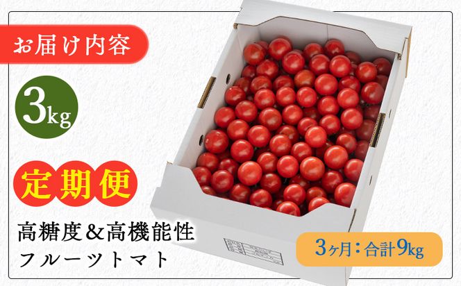 高糖度＆高機能性 フルーツトマト 3kg 3カ月定期便 合計9kg - 甘美の舞 期間限定 季節限定 野菜 やさい フルティカ 完熟 ミニトマト プチ 新鮮 お弁当 贈り物 サラダ 産地直送 高知県 香南市 Wkr-0038