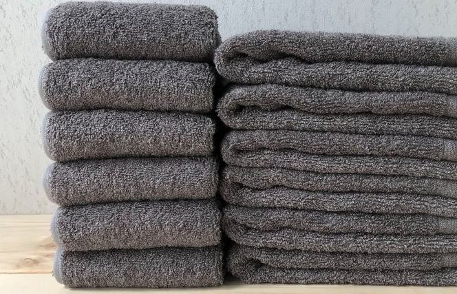 020C140 コットンＷ ハンドタオル 12枚（グレー）【泉州こだわりタオル】【泉州タオル 国産 吸水 普段使い 無地 シンプル 日用品 家族 ファミリー】