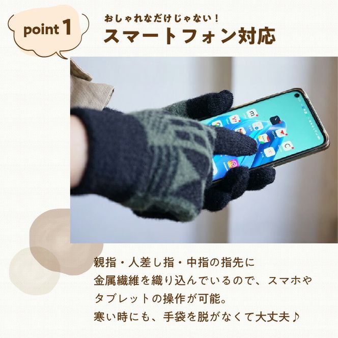 手袋　Hi!［096A20］手袋 選べる カラー  手袋付けたまま タッチパネル 操作可能 ふわふわ モヘアのような肌触り 男 女 兼用 洗濯可 Hi! 手を挙げるだけで挨拶 フィット感 防寒対策 お出かけ シンプル 日用品 雑貨 愛知県 小牧市 送料無料