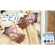 手袋　ことり［096A21］手袋 選べる カラー  絵柄 小鳥 手袋付けたまま タッチパネル 操作可能 ふわふわ モヘアのような肌触り 洗濯可 フィット感 防寒対策 お出かけ 旅行 デート シンプル 伸縮性 大人 子ども 日用品 雑貨 愛知県 小牧市 送料無料