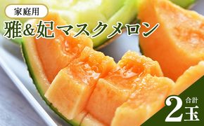 メロン 赤肉 青肉 家庭用 2玉 高級 雅&妃 マスクメロン 各１玉 - 青肉メロン 赤肉メロン セット めろん フルーツ くだもの 果物 完熟 おやつ ご褒美 果肉 tn-0026 