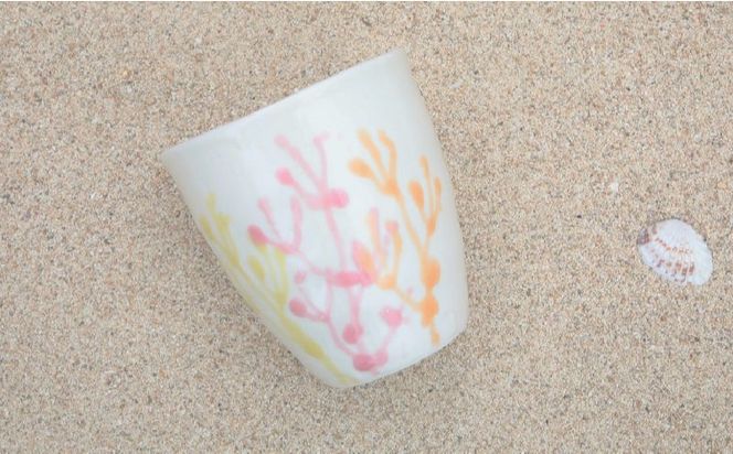 【datta.沖縄南の島陶芸工房】珊瑚タンブラー 青色x純白（ペアセット）