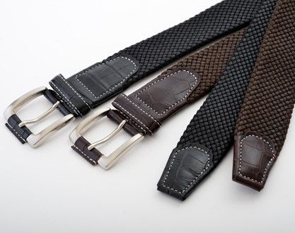 [P044] 組紐ベルト「CLVER」クロコメッシュ（35mm×125cm）　黒