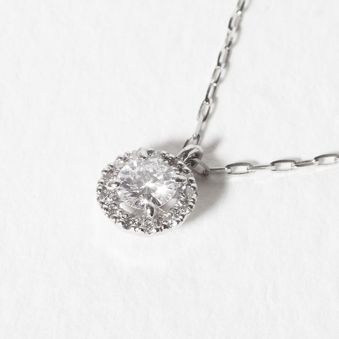 【新品】H＆C ダイヤモンド　ネックレス　プラチナ  0.2ct 取り巻き18金