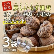 戻しいらず椎茸どんこ・中肉・小粒の3点セット (合計300g・100g×3種) 原木栽培 干し椎茸 乾椎茸 しいたけ きのこ 出汁 大分県 佐伯市 【FR01】【かやの椎茸屋】