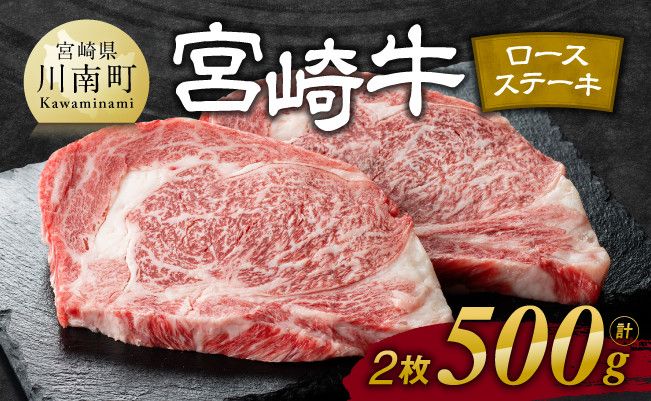 宮崎牛 ロース ステーキ 2枚 500g[肉 牛肉 国産 宮崎県産 宮崎牛 黒毛和牛 和牛 ステーキ BBQ 4等級 A4ランク ロース E11106]