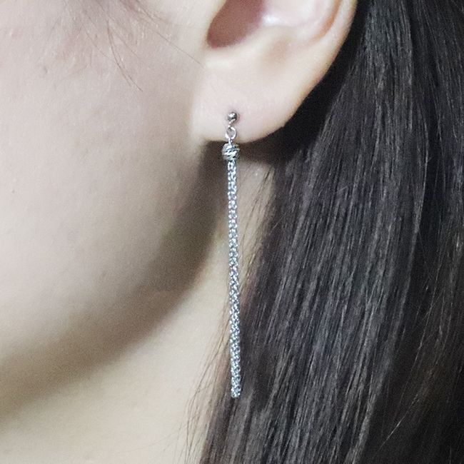 プラチナ　ミラーボールタッセルピアス（小）BQ-116