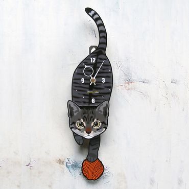 キジトラ(子猫)-猫の振り子時計 C-CC-007A