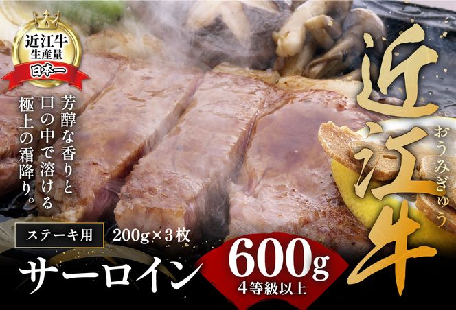 【４等級以上の未経産牝牛限定】近江牛サーロインステーキ【600ｇ（200ｇ×3枚）】【AF04U】