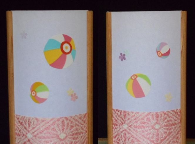 030D061 着物生地で作ったおしゃれな行灯（あんどん） カラフルな紙風船