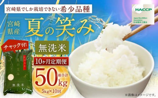 ＜【10ヶ月定期便】令和6年産 宮崎県産 夏の笑み（無洗米）5kg＞お申込みの翌月中旬以降に第1回目発送（8月は下旬頃）【c1246_ku_x1】 米 夏の笑み 無洗米 精米 希少 品種 白米 お米 ご飯 宮崎県産