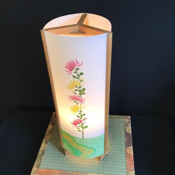 099H821 着物生地で作ったおしゃれな行灯（あんどん） 花三様