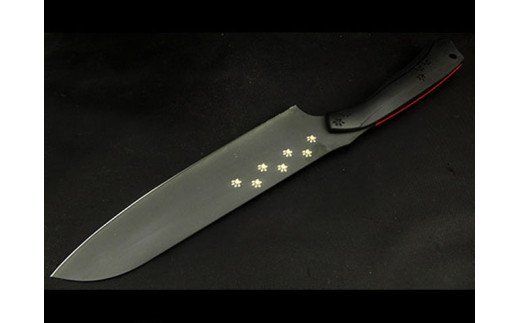 H60-13 NYAIFE KITCHEN【ブラックブレード】三徳包丁 ブラック/レッド ネコver