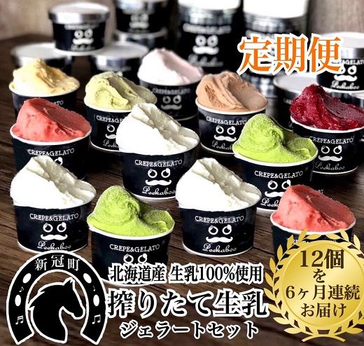 6ヶ月定期便 生乳の極みプレミアムジェラートセットD（12個）