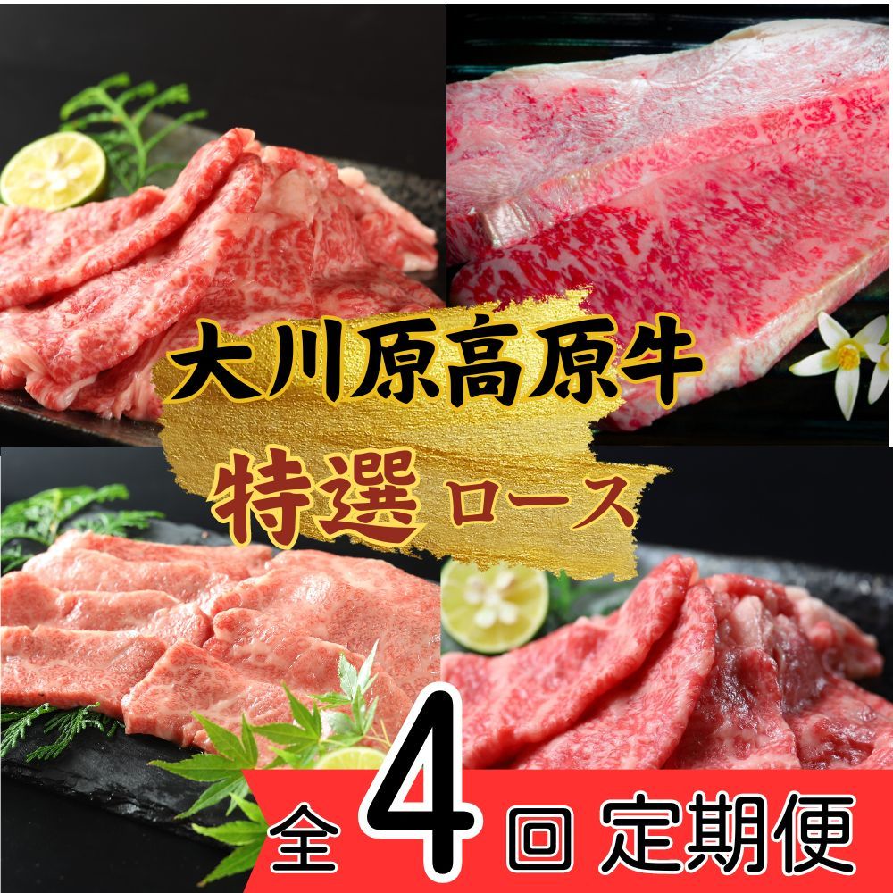 [CF][定期便]全4回お届け!大川原高原牛 特選ロース(しゃぶしゃぶ・ステーキ・焼肉・スライス)[お申込み月の翌月から出荷開始]---sanagouchi_nfw_17_tei---