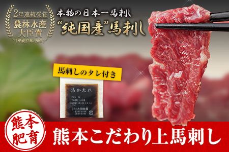 馬刺し 上赤身 ブロック 国産 熊本肥育 冷凍 生食用 たれ付き(10ml×6袋) 100g×6セット 肉 期間限定 絶品 牛肉よりヘルシー 馬肉 予約 平成27年28年 農林水産大臣賞受賞 熊本県長洲町《7月中旬-9月末頃出荷》---ng_fkgakm_bc79_23_20000_600gt---