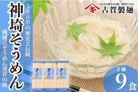 佐賀県特産品 神埼そうめん 3入 【素麺 そうめん 乾麺 お中元 贈答用 無添加 夏 自家用 麺類 簡単 手軽 保存食 佐賀県産 国産】(H014142)