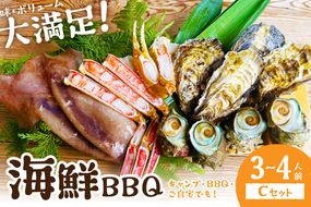 大満足！京丹後・海鮮BBQ　Cセット　贅沢生ズワイガニ付き　4種11品（3～4人前）　YK00144