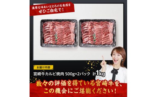宮崎牛 カルビ焼肉 1kg 【 肉 牛肉 国産 宮崎県産 黒毛和牛 カルビ 焼肉 】[C11411]