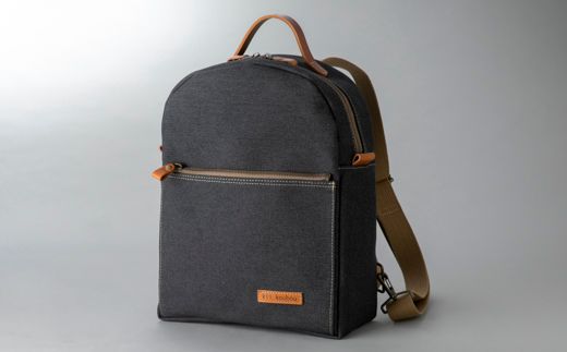 J-193】kii工房 帆布かばん 山型リュック 先染め黒 【高島屋