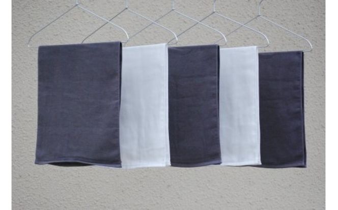 010B1154 さらっとガーゼとふんわりパイルのモノトーンタオル（チャコールグレー3枚 ホワイト2枚）【泉州タオル 国産 吸水 普段使い シンプル 日用品】