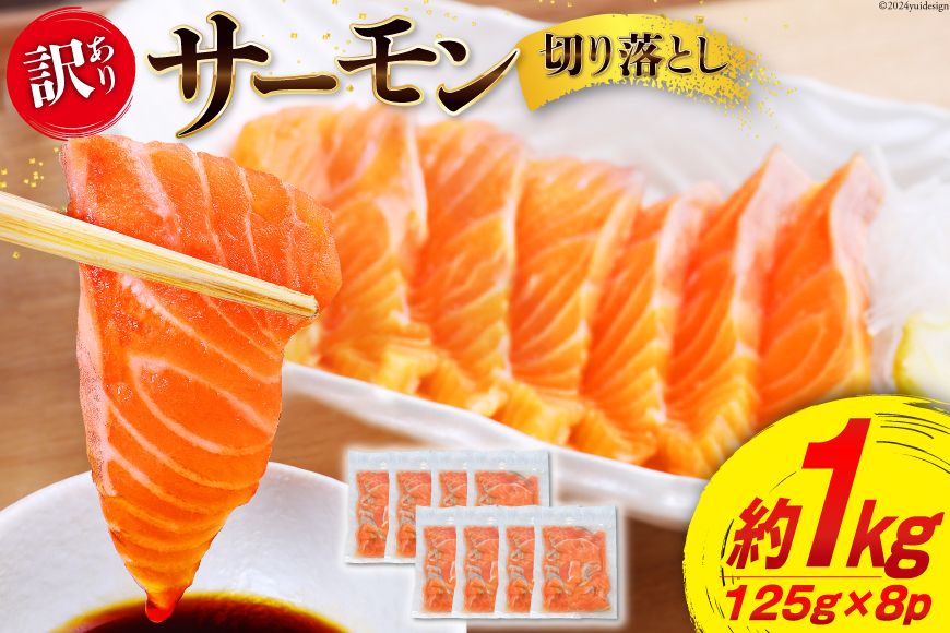 訳あり 無添加 サーモン 切り落とし おさしみ用 1kg 125gx8p [足利本店 宮城県 気仙沼市 20564313_CF01] 魚 魚介類 鮭 お刺し身 刺し身 刺身 個包装 チリ銀鮭 銀鮭 海鮮 海鮮丼 魚介