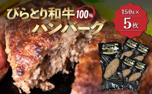 【平取町産じゃんけんぽん特製】びらとり和牛100%ハンバーグ×5枚 ふるさと納税 人気 おすすめ ランキング びらとり和牛 肉 ハンバーグ 北海道 平取町 送料無料 BRTF001