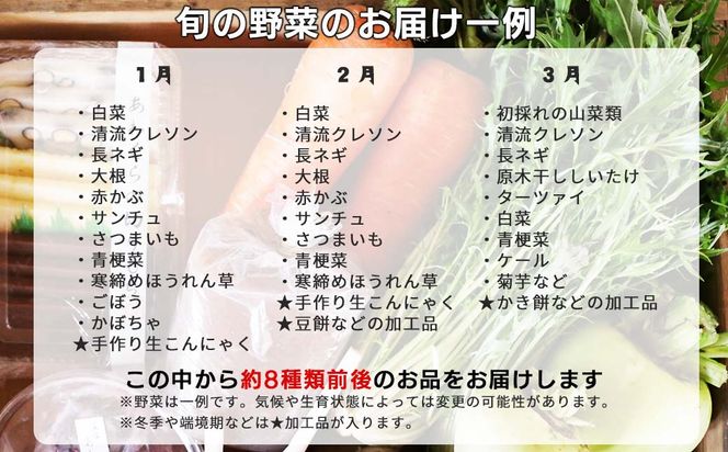 【3回定期便】西粟倉産 「旬の野菜 おまかせセット」 F-FF-B01A