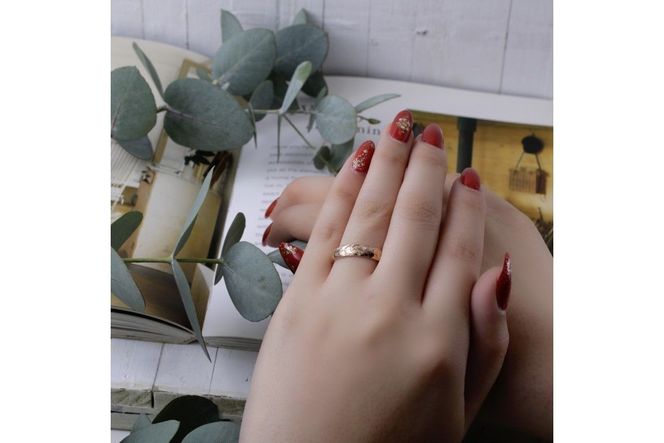 【O53-001】ハワイアンリング ピンクゴールド（葉）