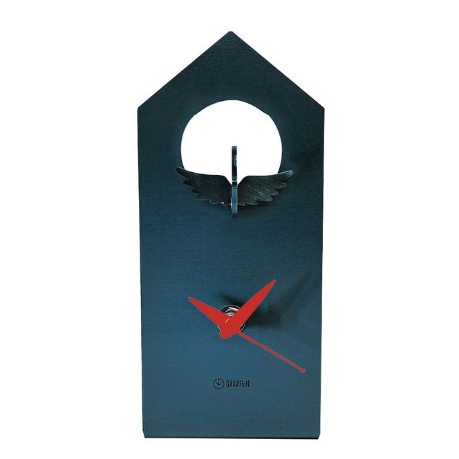 GRAVIRoN Bird Clock オカメインコ 黒皮鉄（置き時計）195×85×92mm