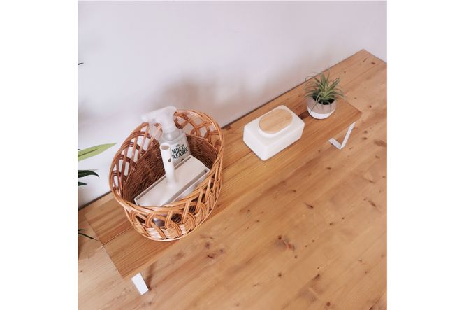 棚 無垢材とアイアンのシェルフ ナチュラルホワイト M80cm 約横80cm×高16cm×奥行19cm 完成品 [新星金属製作所 大阪府 守口市 20940884] 家具 インテリア シェルフ 植物置き 靴棚 飾り棚 収納 日本製