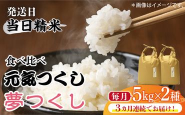 【先行予約】【全3回定期便】福岡県産【特A米】元気つくし【A米】夢つくしの食べ比べ 各5kg×2袋 [10kg] [白米]【2024年11月下旬以降順次発送】《築上町》【株式会社ベネフィス】[ABDF124]