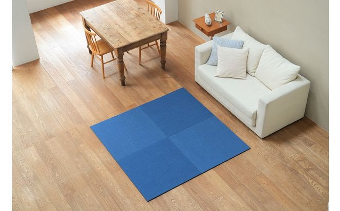 【4枚セット デニムブルー】安心安全なおしゃれインテリア “Tammy Mat” ファブリック畳 撥水加工 消臭 抗菌 抗ウイルス 赤ちゃん 子供 ペット マット H171-001