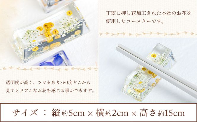 本物のお花を閉じ込めた ボタニカル 箸置き 2個セット - 雑貨 花 ドライフラワー 押し花 おしゃれ 可愛い 記念日 誕生日 母の日 プレゼント 贈り物 ギフト LIME 高知県 香南市 lm-00