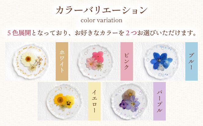 本物のお花を閉じ込めた ボタニカル コースター 2個セット - 雑貨 花 押し花 おしゃれ 可愛い 記念日 誕生日 母の日 プレゼント 贈り物 ギフト LIME 高知県 香南市 lm-0005