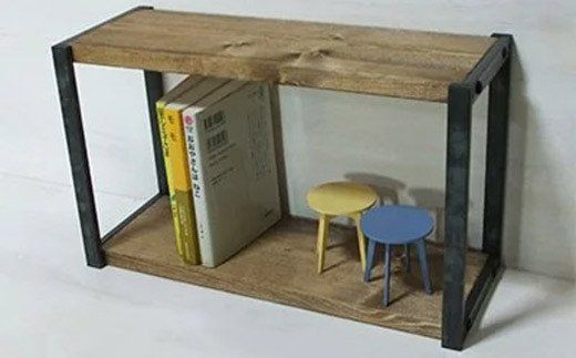 無垢材 アイアンシェルフ 2段 Mサイズ [新星金属製作所 大阪府 守口市 20940959] リビング 玄関 靴箱 シェルフ 本棚 子供部屋 トイレ インテリア 収納