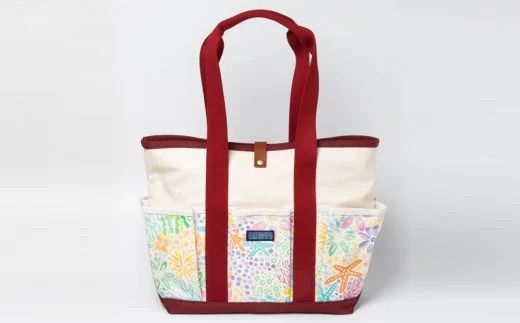 「琉球帆布」アートクラフトマンバッグ （pokke104 サンゴの花畑） - 実用性 帆布 トート キャンバス生地 丈夫 ベーシック おしゃれ ファッション お出かけ かばん 鞄 手仕事 手づくり ハンドメイド 琉球帆布 伝統技術 沖縄県 八重瀬町【価格改定】
