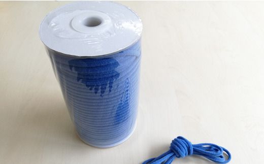 [P058] マスクゴム（リリヤン8本針）4mm×100m（抗ウイルス&抗菌加工済み）【ブルー】