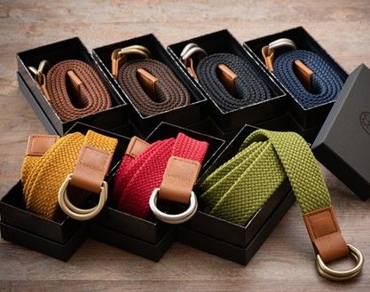 [P028] 組紐ベルト「CLVER」ダブルD（30mm）　焦げ茶