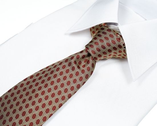 郡内織物「富士桜工房」シルクネクタイ 編籠目 柿渋色 FAA1016