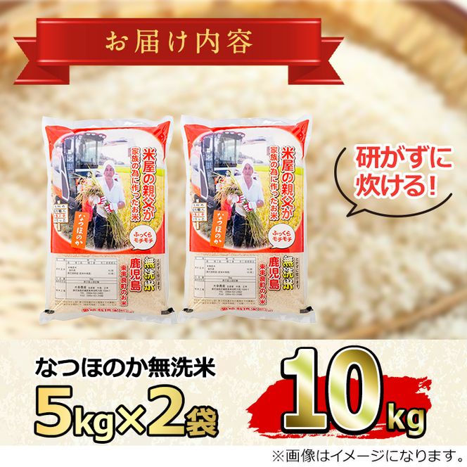 013101a】鹿児島県東串良町の無洗米「なつほのか」(計10kg・5kg×2袋)お