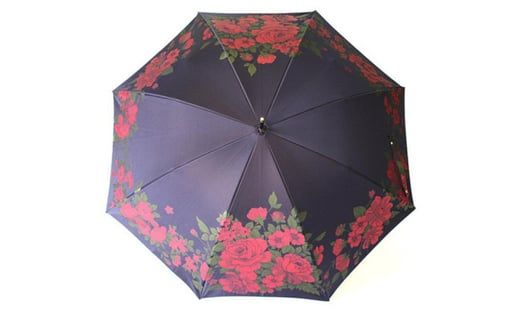 槙田商店【晴雨兼用】長傘 ”絵おり” 大バラ：紺 FAA5071