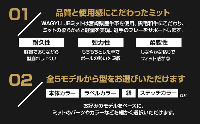 宮崎県産牛革使用 WAGYU JB硬式用オーダーミット_M147-046_01